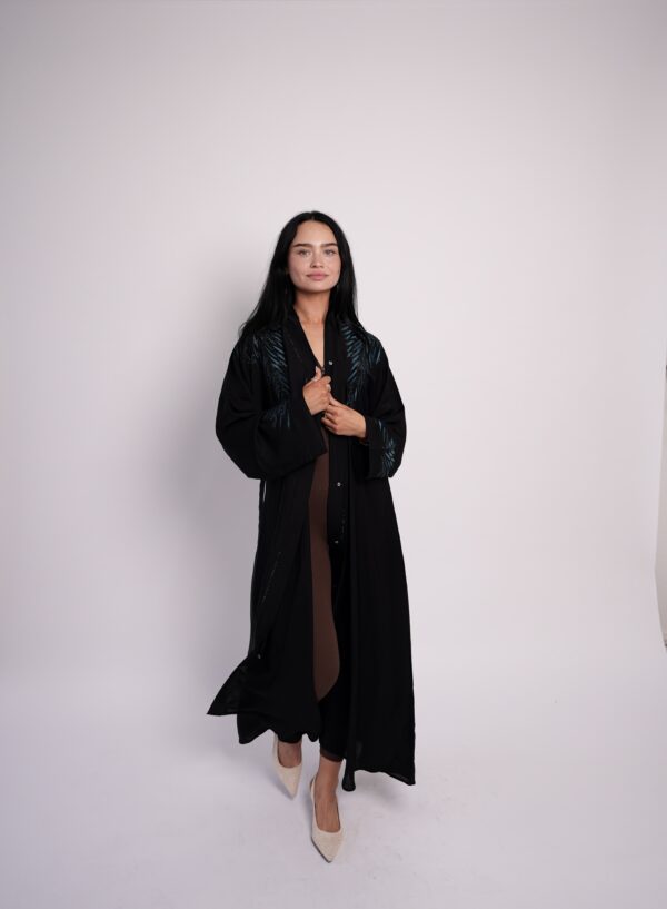 Noir Élan – Black Embroidered Abaya - Image 2