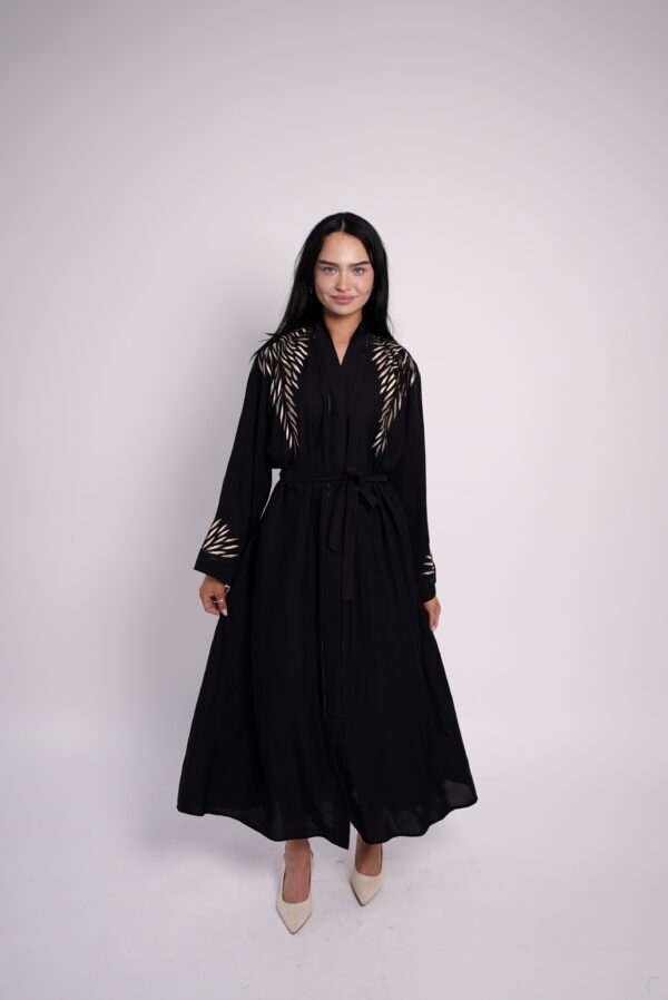 Noir Élan – Black Embroidered Abaya - Image 2