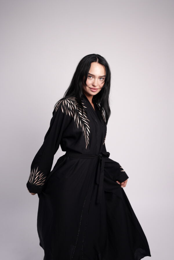 Noir Élan – Black Embroidered Abaya - Image 3