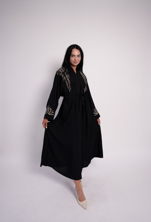 Noir Élan – Black Embroidered Abaya - Image 4
