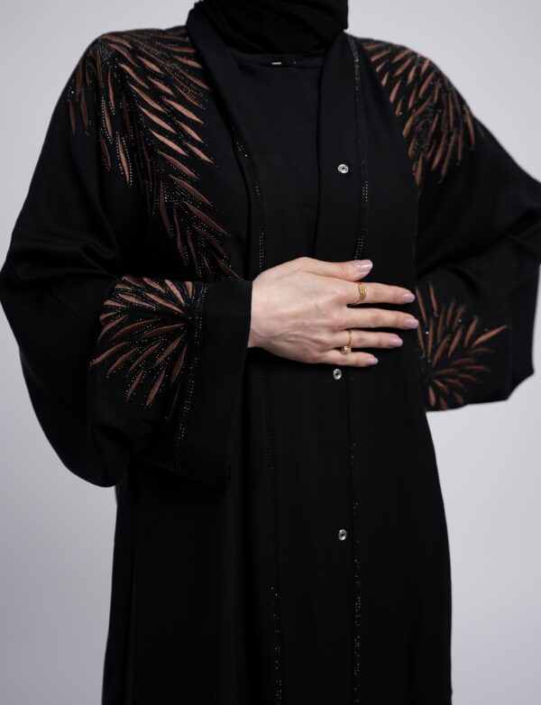Noir Élan – Black Embroidered Abaya - Image 4